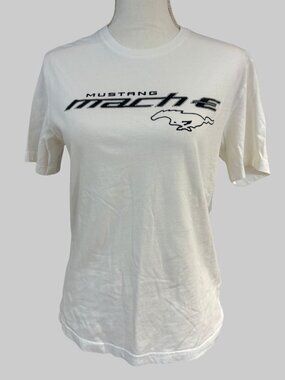 Women's Ford Mustang Mach-E Fitted White T-Shirt Size Small (SKU: 47W)